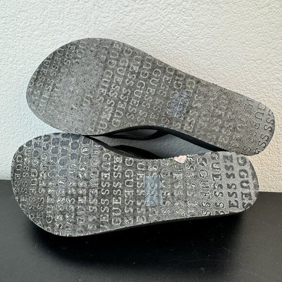 Guess Platform Wedge Sandals With Rhinestones & Black Faux Leather Straps 8.5 - Picture 5 of 7